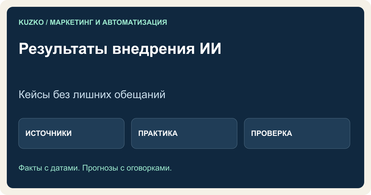 Результаты внедрения ИИ: оригинальная схема с акцентом на источники, практику и проверку